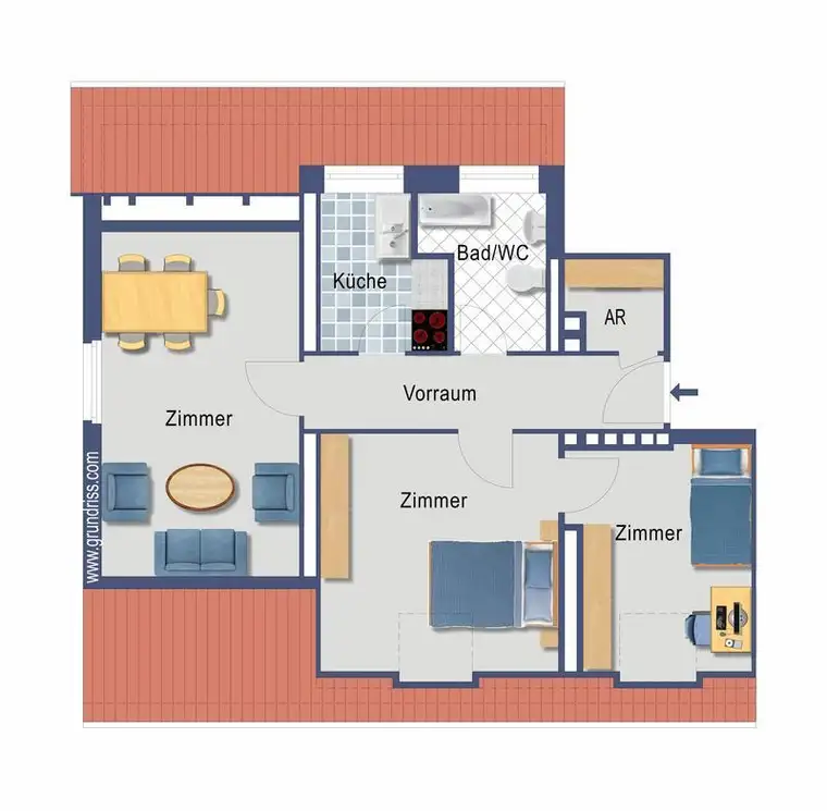 3 Zimmer- Wohnung im Dachgeschoss
