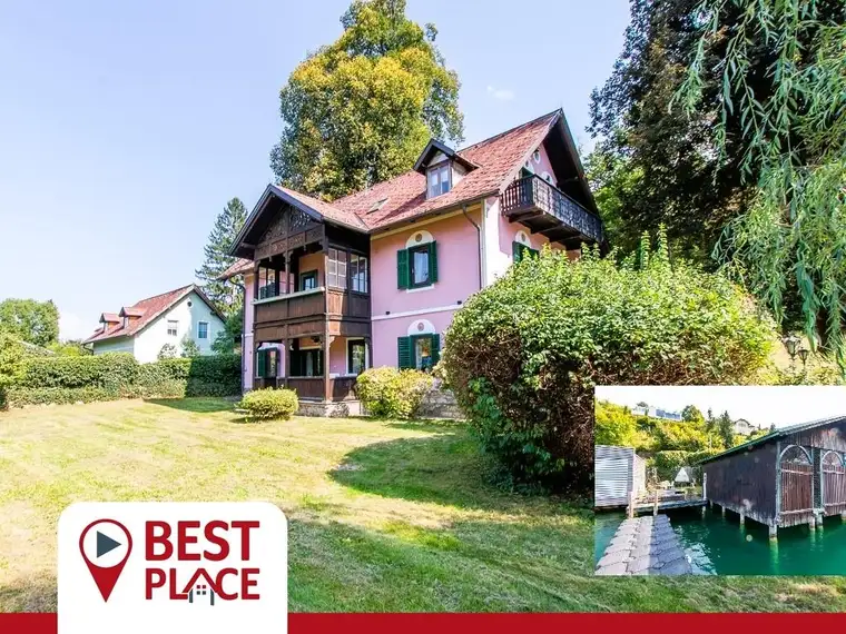 Reifnitz: Sehnsuchtsort Wörthersee: JUGENDSTILVILLA mit eigenem Seezugang, Badehaus, Steg