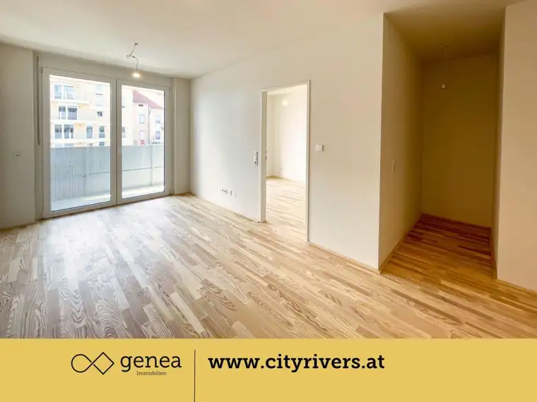 CITY RIVERS | Balkonwohnung mit begrüntem Innenhof | Neubau