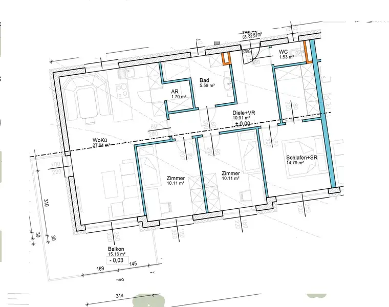 sonnige 4-Zimmer Familienwohnung in Mariatrost 