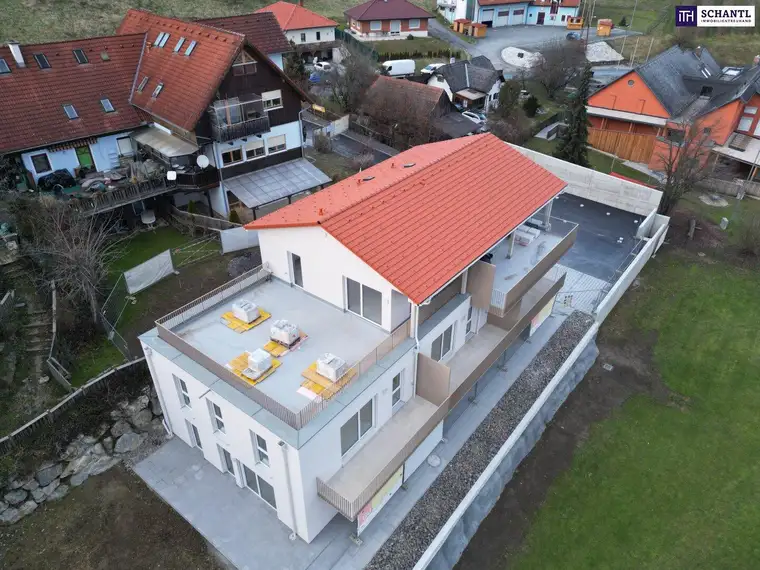 Renommierter Baumeister! Neubau-Penthouse mit riesiger Sonnenterrasse in der Gemeinde St.Ulrich am Waasen im Süden von Graz! 3D Rundgang mit Drohnenaufnahmen verfügbar!