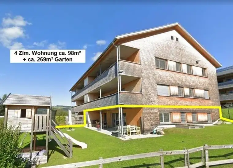 Tolle Gartenwohnung, 98m² Wfl. im Bregenzerwald in Krumbach, Übernahme Wohnbauförderung möglich!
