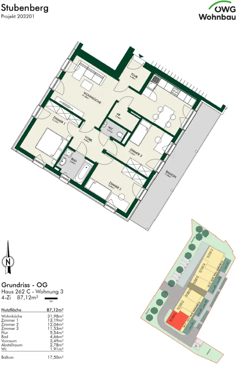 PROVISIONSFREI - ERSTBEZUG - 4-Zimmer-Wohnung in ruhiger Lage mit Balkon und tollem Ausblick - geförderte Miete - 4 Zimmer 