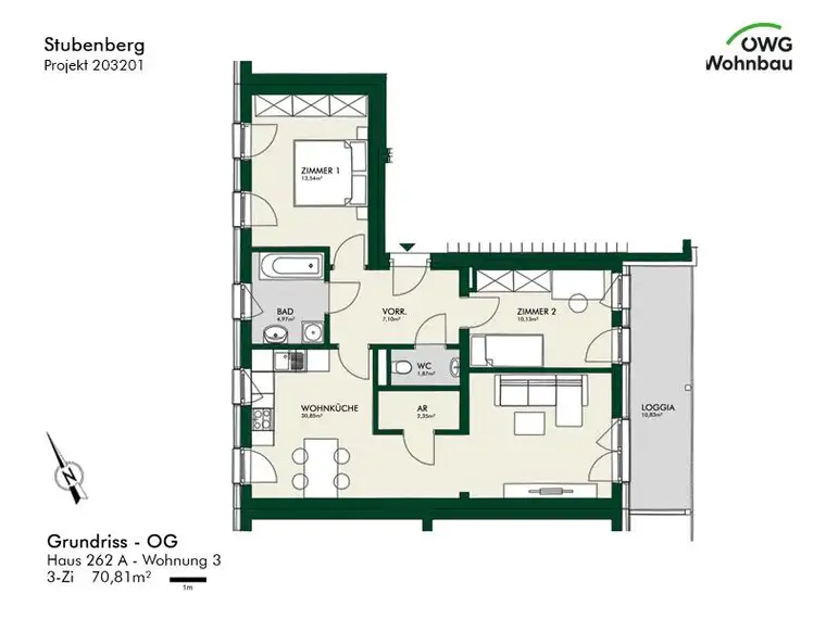 PROVISIONSFREI - ERSTBEZUG - Moderne 3-Zimmerwohnung in ruhiger Lage mit Balkon - geförderte Miete - 3 Zimmer 