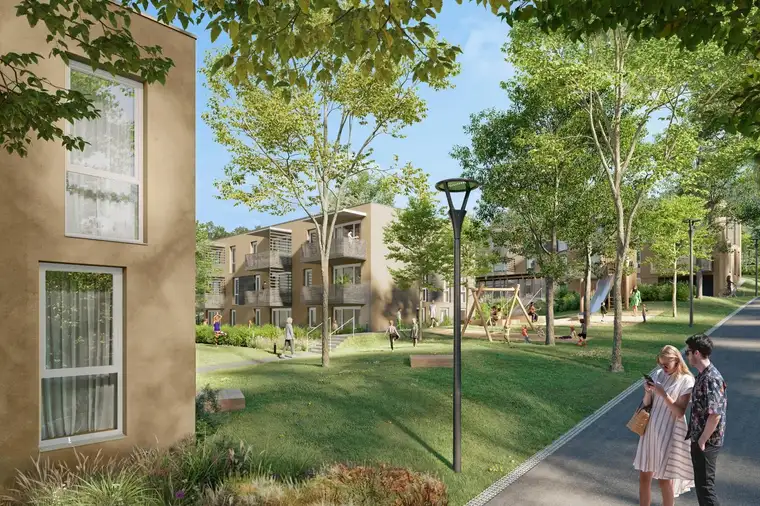 Sonnige 3-Zimmer-Erstbezugswohnung im Obergeschoss mit Balkon - geförderte Miete - 3 Zimmer 