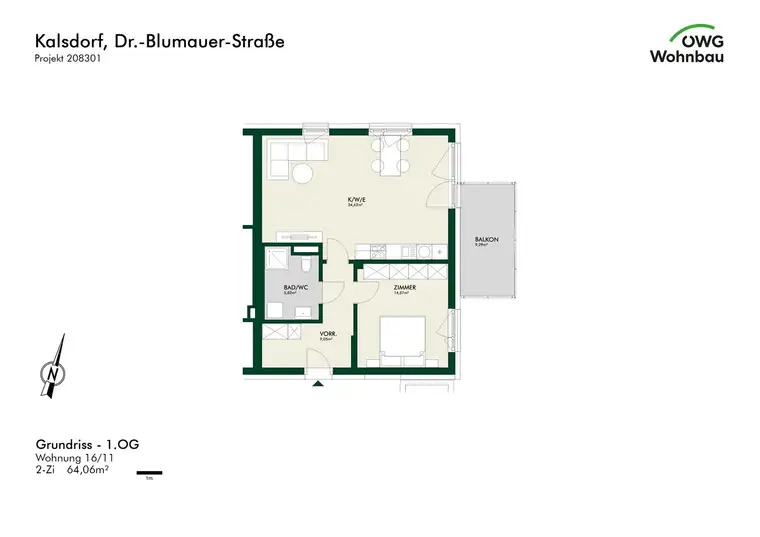 Kalsdorf Bau 3 - geförderte Miete - 2 Zimmer 