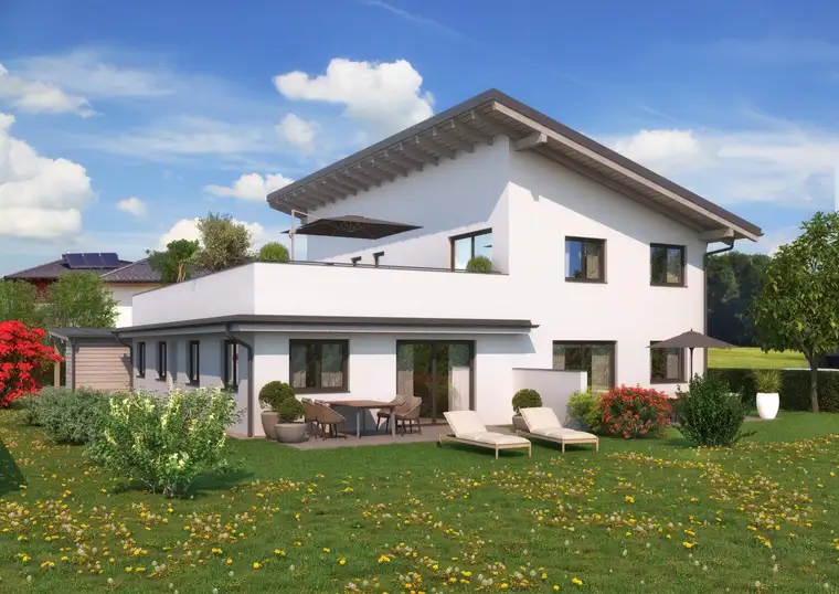 FernBlick 3: 4-Zimmer-Gartenwohnung mit Südterrasse in Perwang am Grabensee!