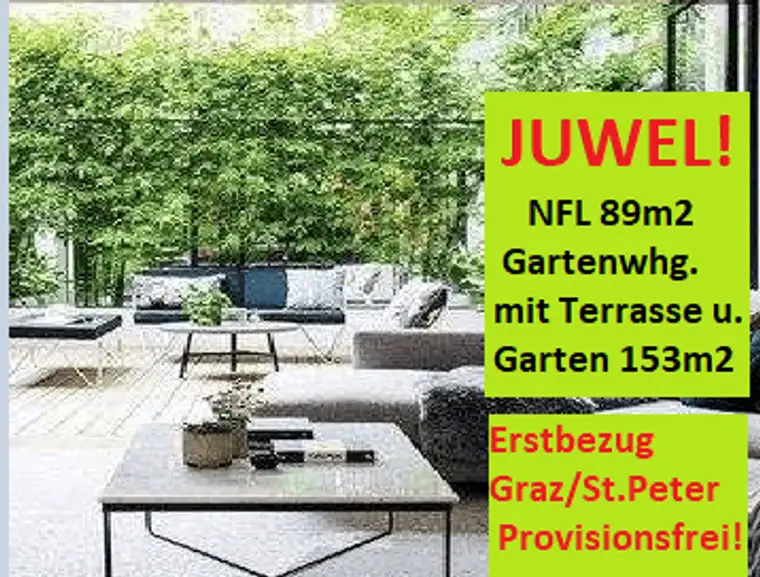 ca.89m2 Juwel einer Gartenwohnung mit Terrasse und 153m2 Sonnengarten,PROVISIONSFREI