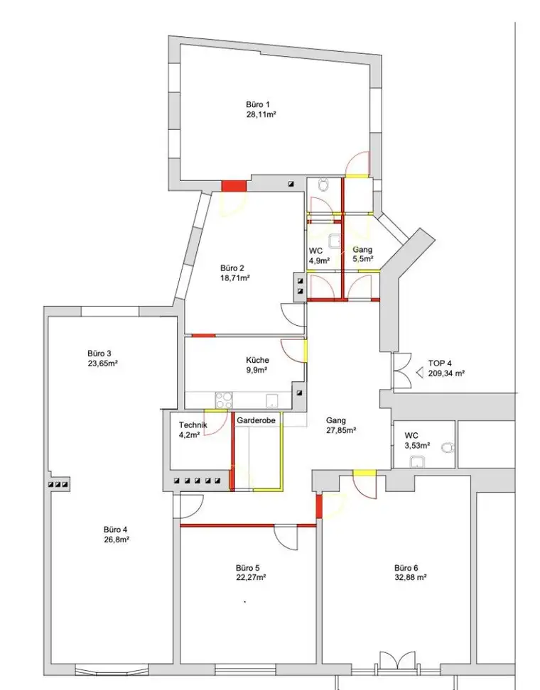 1. BEZIRK: Büro mit 5 Räumen im 1. Obergeschoss
