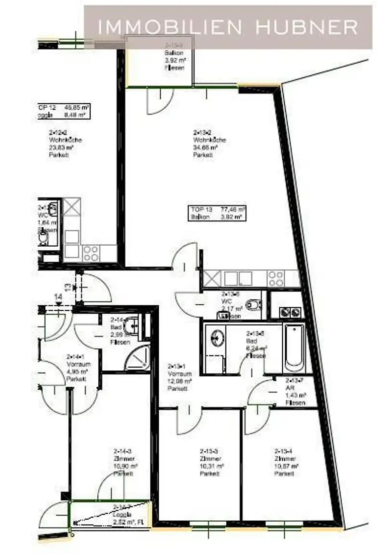 Schöne 3 Zimmer Neubauwohnung mit 5m² Balkon
