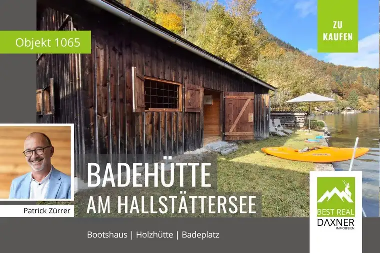 Einzigartig: Hütte und Badeplatz direkt am Hallstättersee.
