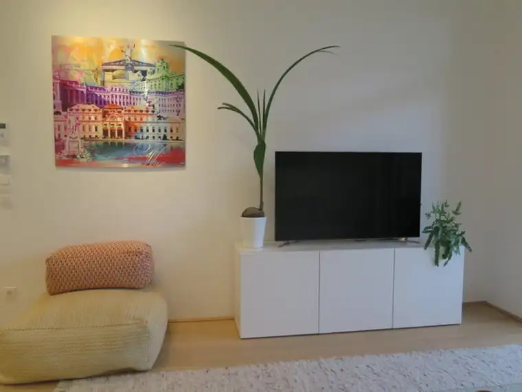 Möblierte Traumwohnung mit 2 Zimmern und einem ca. 14 m² großen Balkon im exklusiven Teil des Sonnwendviertels