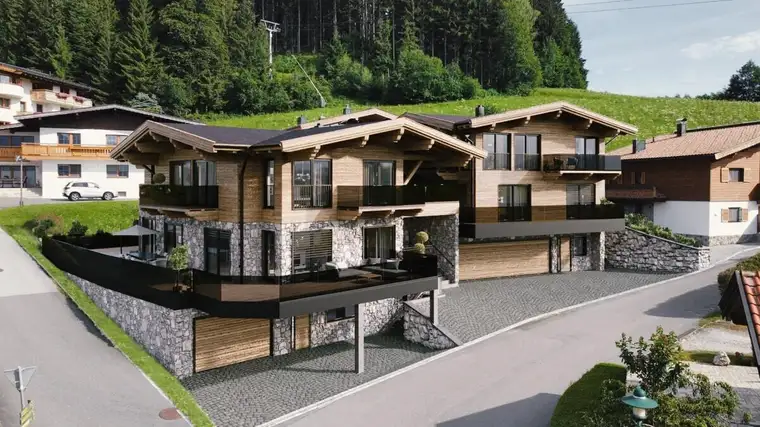 2 Chalets mit teilw. Freizeitwohnsitz im Bergdoktor Dorf Ellmau mit Blick auf den Wilden Kaiser