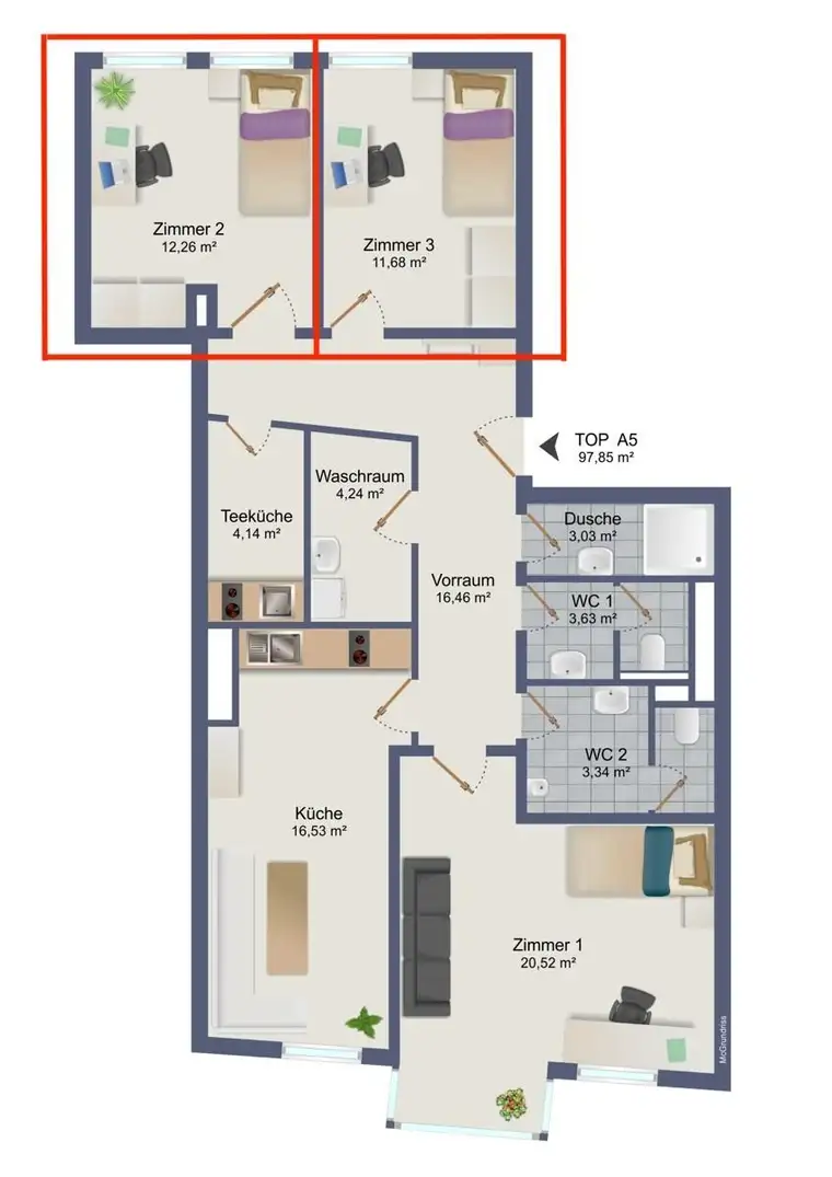 Rent a student room in this three person shared apartment