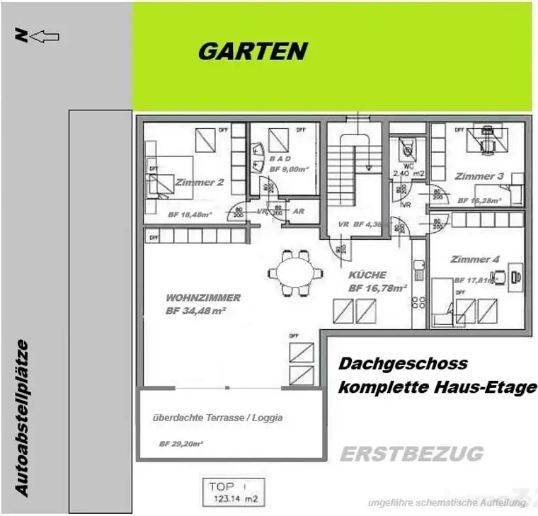 Großzügige, überdachte Terrasse, 4 Zimmer, in Ruhelage im Südosten von Graz