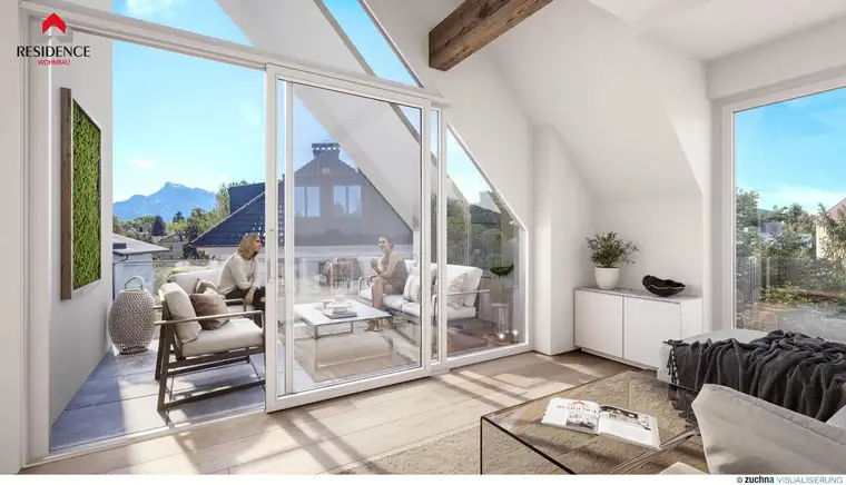 Maxglan: Dachgeschoss-Maisonette mit Galerie und Westterrasse an der Alm