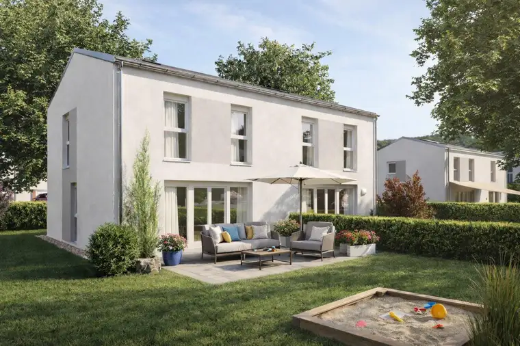 Wohnbaugefördertes Doppelhaus | LWP, PV-Anlage, ziegelmassiv | 4 Zimmer | Terrasse, Eigengarten &amp; 2 Parkplätzen