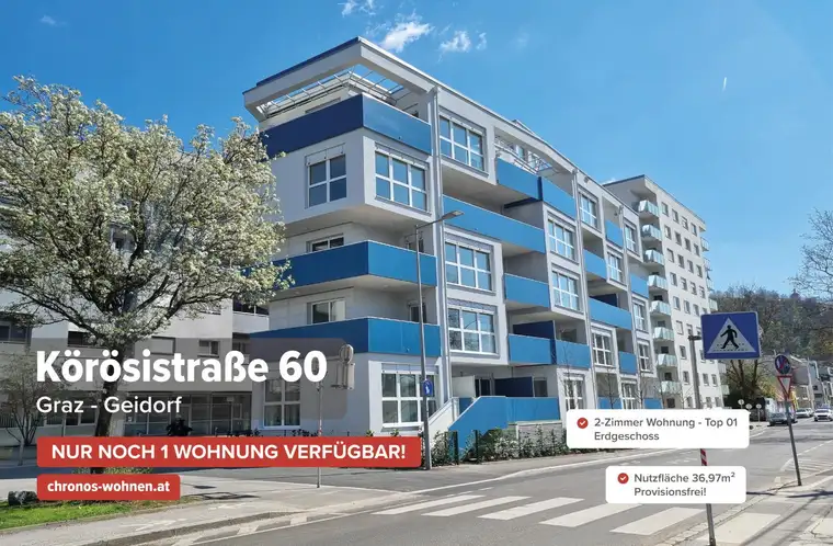 2-Zimmerwohnung in Neubauprojekt in der Körösistraße in Geidorf!
