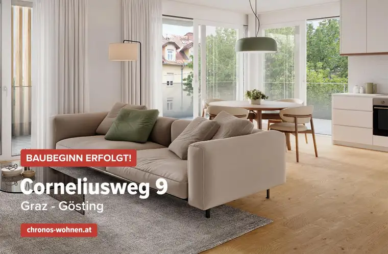 BAUBEGINN ERFOLGT! Neubau-3-Zimmerwohnung mit großer Terrasse in Ruhelage in Gösting!
