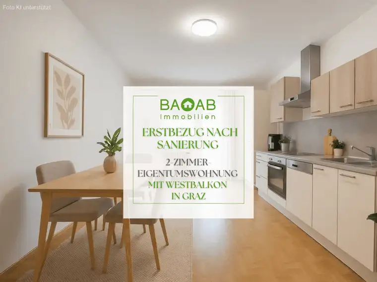 ERSTBEZUG NACH SANIERUNG | 2-ZIMMER-EIGENTUMSWOHNUNG MIT WESTBALKON IN GRAZ