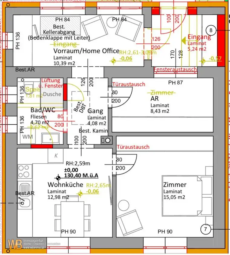 ERSTBEZUG nach Kernsanierung, schlüsselfertig 2 Zimmer &amp; Küche, Garten, sofort beziehbar