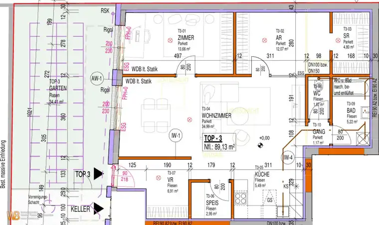 Erstbezug mit Garten: 89m² WFL, 40m² Wohnküche &amp; Zi-14 &amp; AR 12m², PKW-Stellplatz