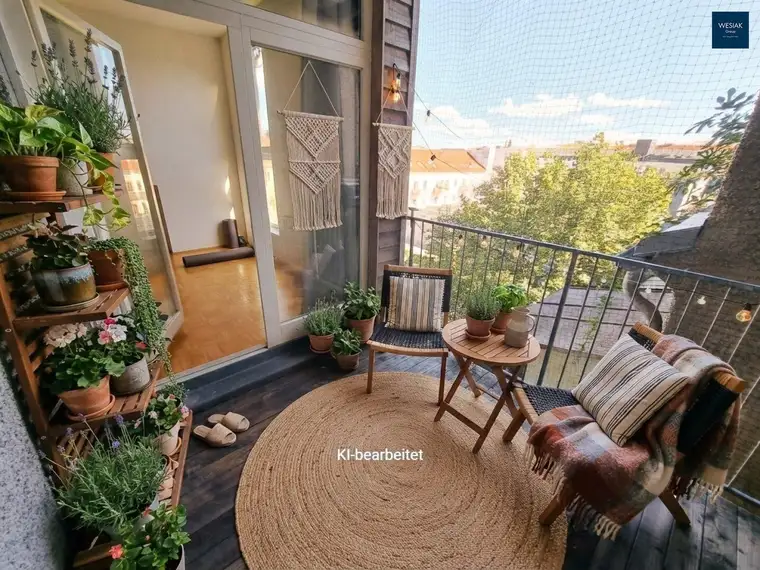 Helle geräumige Dachgeschoßwohnung mit 2 Zimmer und einer Loggia in der Leitnergasse