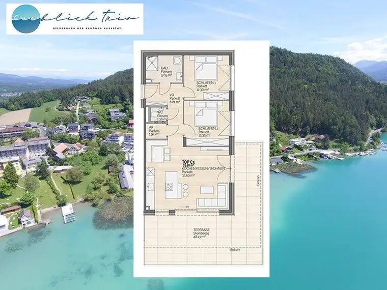 3-Zimmer-Seeblickwohnung mit Garten am Faaker See