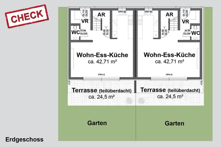 Provisionsfrei für den Käufer! ERSTBEZUG! Ziegelmassiv-Doppelhaushälfte in Premstätten! Haus C