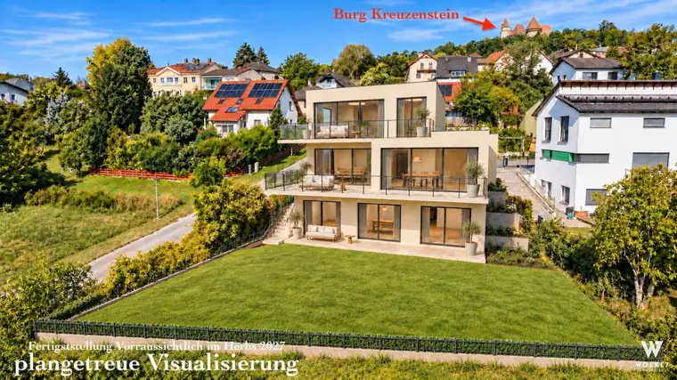 **SCHLÜSSFERTIGER** Erstbezug in Hanglage von Leobendorf – Ihre Villa mit Weitblick bis Wien und Raum für eigene Wohnideen I Lift I Nähe Burg Kreuzenstein