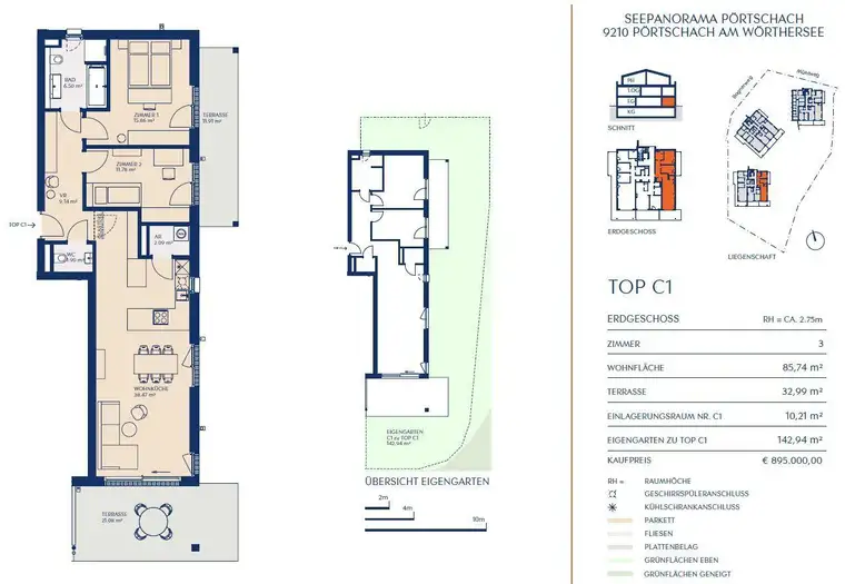 Exklusive Garten-Wohnung mit Nähe zum Wörthersee - SEEPANORAMA Pörtschach