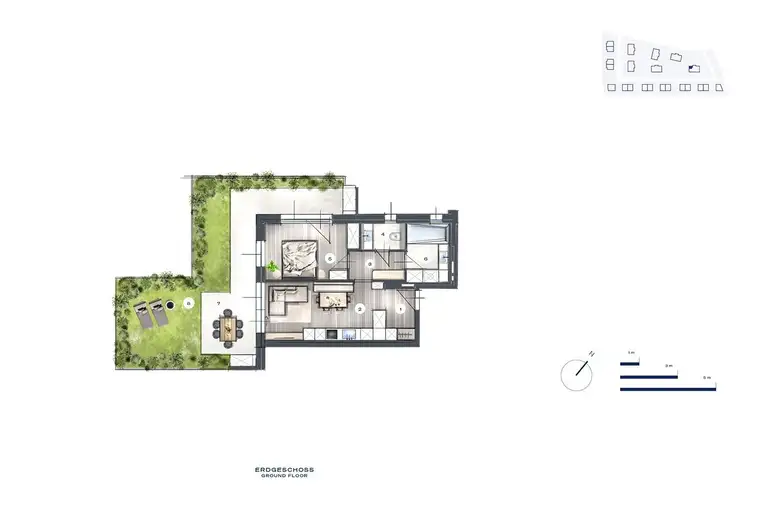 2-Zimmer-Gartenwohnung mit Terrasse und Sicht auf den Wilden Kaiser
