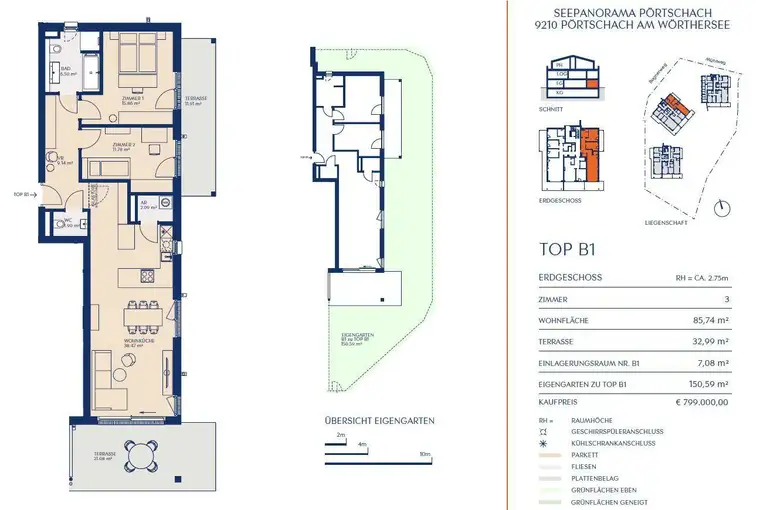 Exklusive Garten-Wohnung mit Nähe zum Wörthersee - SEEPANORAMA Pörtschach
