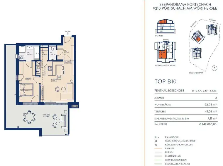 2-Zimmer-Dachgeschoss-Wohnung mit Seeblick - SEEPANORAMA Pörtschach