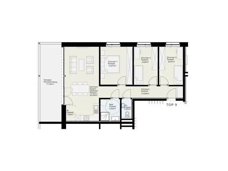 4-Zimmer-Dachgeschosswohnung mit Terrasse - Bezugsfertig