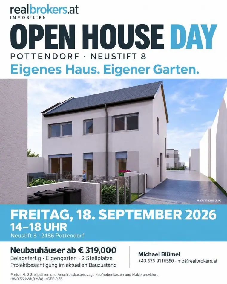 OPEN HOUSE DAY Freitag 25 September! – LEISTBAR, MODERN, EFFIZIENT, IN BESTER QUALITÄT– Ihr Doppelhaus in Pottendorf