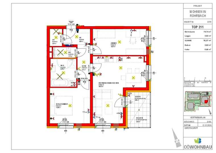 Neubau: geförderte 3-Raum Mietwohnung mit Kaufoption in Rohrbach-Berg