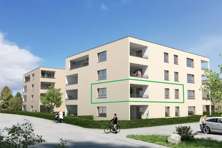 Neubautraum im Hatlerdorf! 4-Zi-Wohnung mit Loggia zu vermieten! Top D5