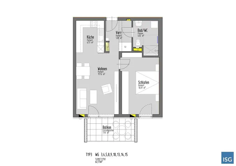 Neubau Mietkauf! 2-Zimmer mit Eigengarten, Carport, Top 3