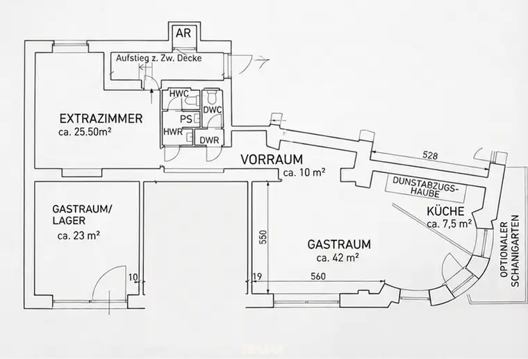 Unbefristete Hauptmiete! Tolle Chance zur Verwirklichung Ihres Gastrokonzeptes - vollausgestattetes Lokal mit Lager, Schanigartenoption!