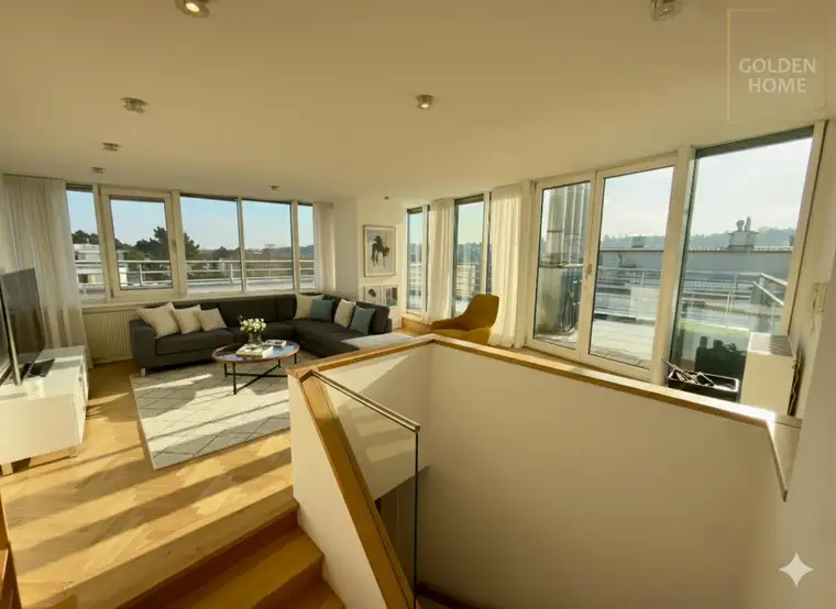 Exklusive Maisonette mit Panoramadachterrasse und Blick auf Park und Weingärten