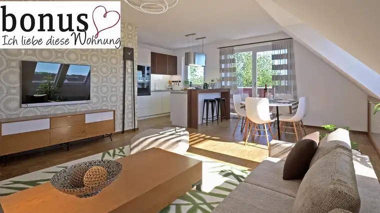 Mehr Platz - weniger Heizkosten: 3-Zimmer DG-Wohnung im Niedrigenenergiehaus mit Balkon, Kellerabteil und 2 Parkplätzen!