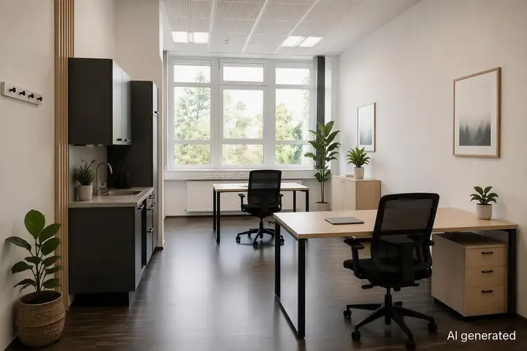 Klimatisiertes Büro mit Einbauküche – kompakt, praktisch, professionell – 35 m²