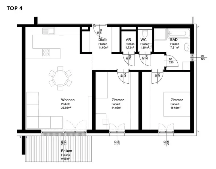 Lichtenegg / Wels: 3 Zimmer Neubau Wohnung mit Balkon und Stellplatz