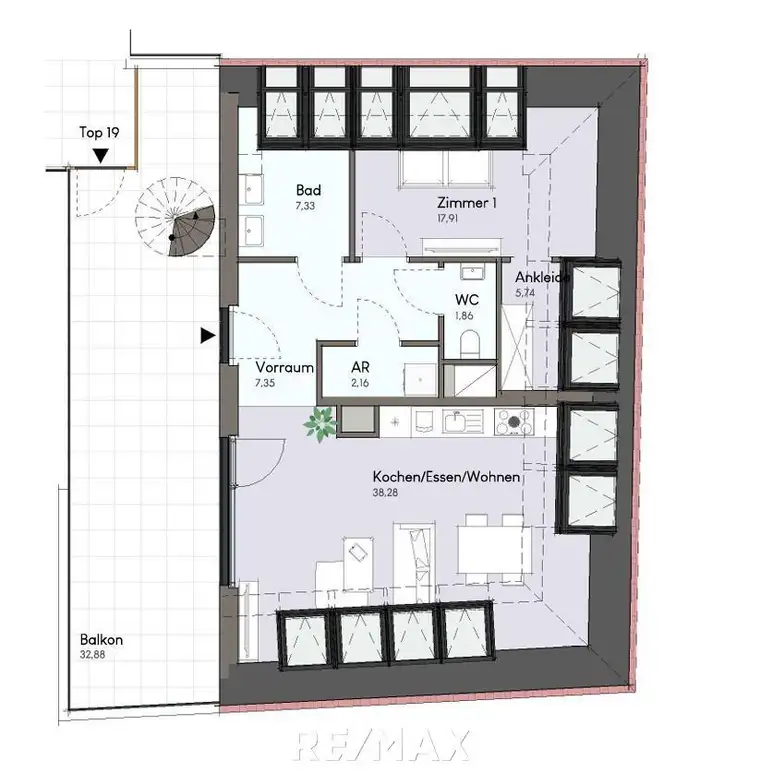 Exklusive 3-Zimmer-Dachgeschosswohnung mit Ankleide, großem Balkon &amp; Dachterrasse