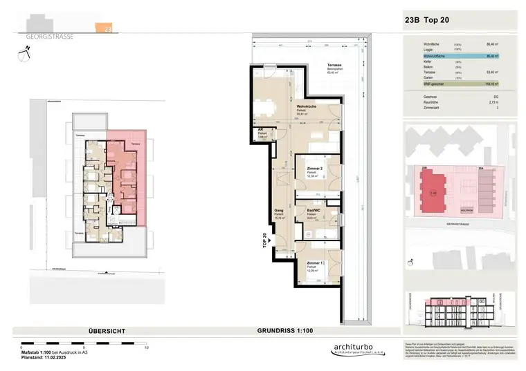 Neubau-Dachgeschoss-Wohnung in Eisenstadt mit Dachterrasse
