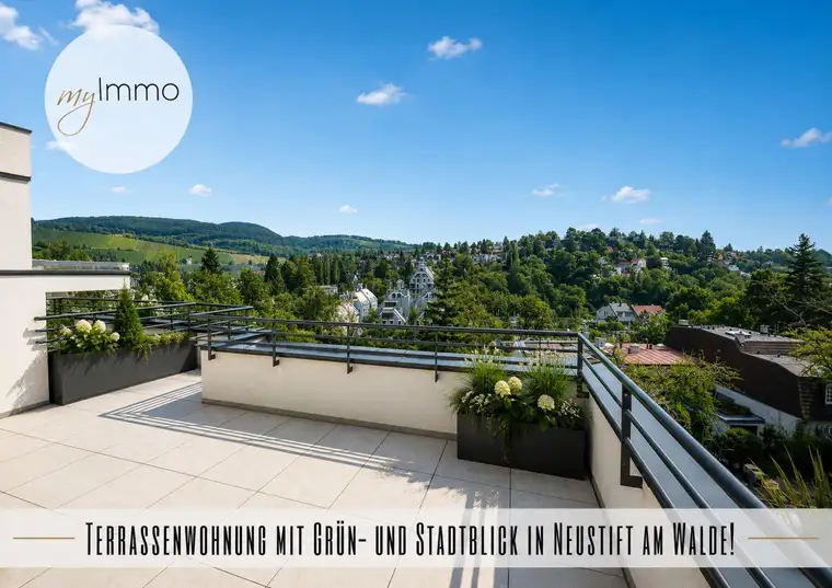 Erstbezugs-Terrassenwohnung mit Grün- und Stadtblick in Neustift am Walde!