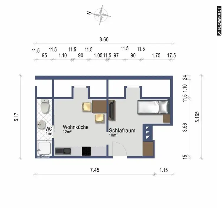 Kleine möblierte Singlewohnung - 520 EUR - alles inklusive, provisionsfrei