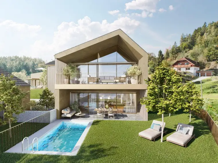 Exklusives Haus mit Garten, Pooloption &amp; Seeblick – Ihr Rückzugsort über dem Wörthersee