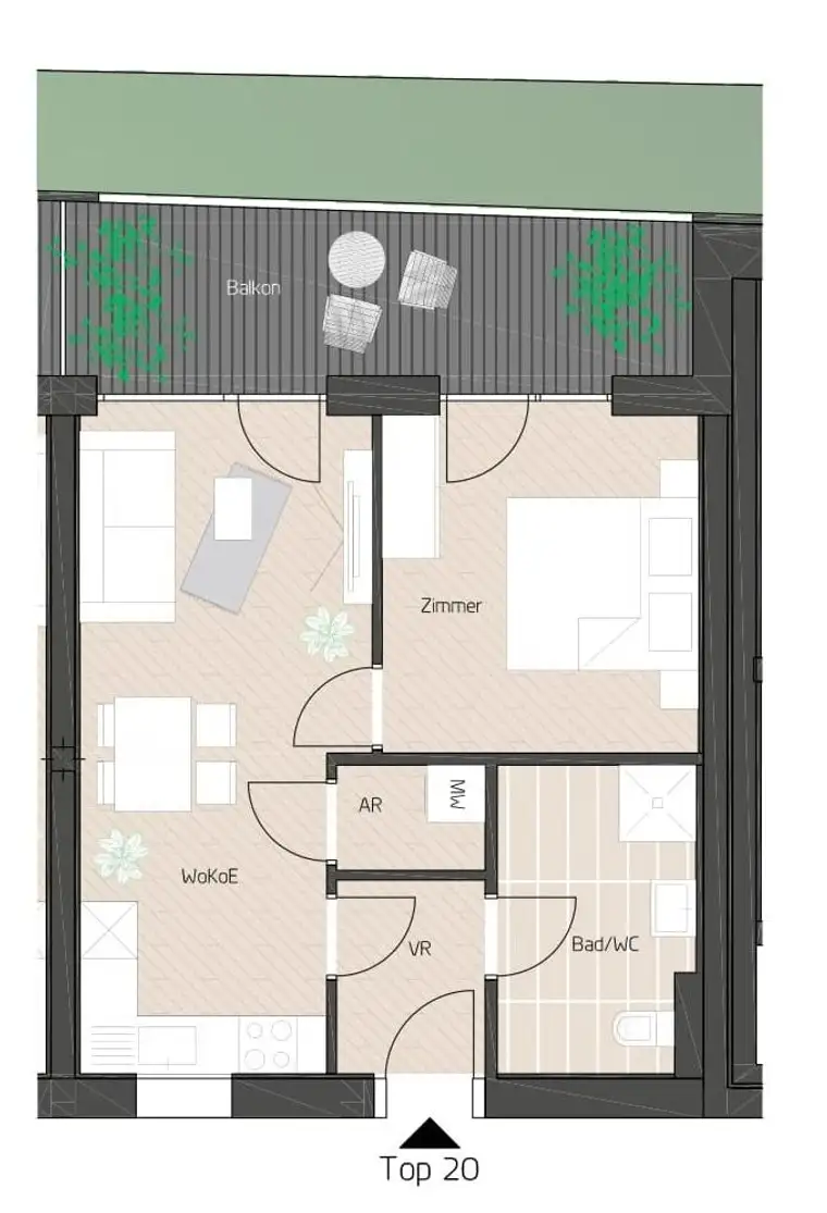 Hochwertig ausgestattete Neubauwohnung mit Klima - großer Balkon in ruhiger Lage - ab Dezember 2025